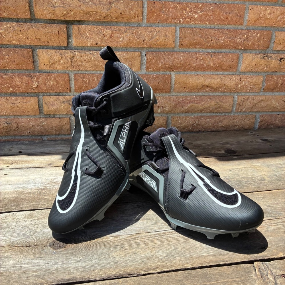 Nike Football Cleats Alpha Menace Pro 3 Size 16 Black Silver FB6834-001